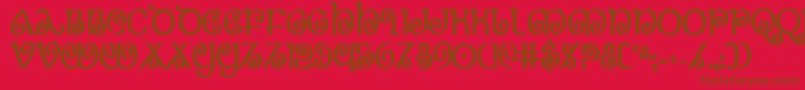 TheShireBoldCondensed-Schriftart – Braune Schriften auf rotem Hintergrund