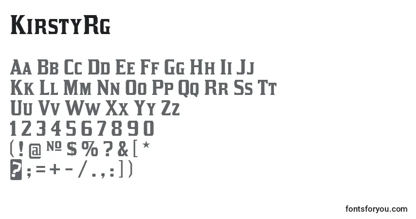 A fonte KirstyRg – alfabeto, números, caracteres especiais