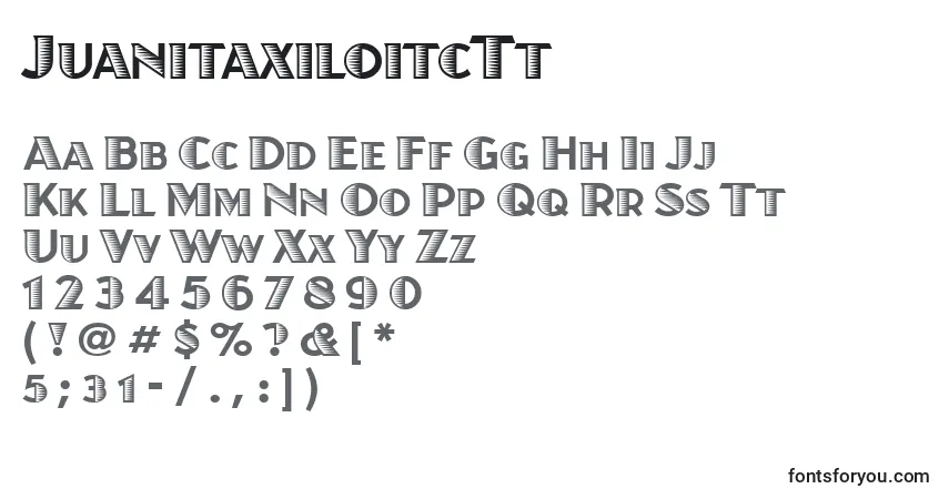 Schriftart JuanitaxiloitcTt – Alphabet, Zahlen, spezielle Symbole