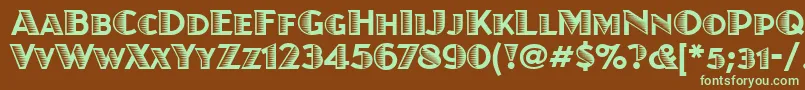 フォントJuanitaxiloitcTt – 緑色の文字が茶色の背景にあります。