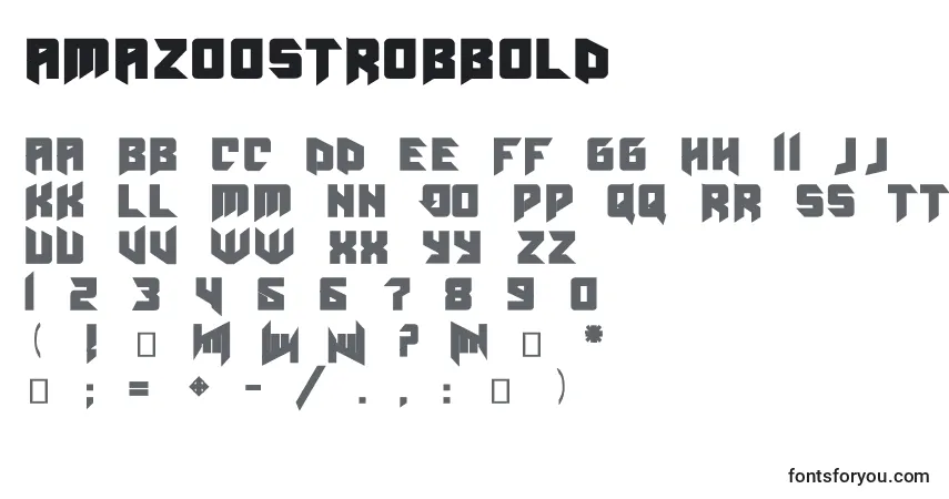 A fonte Amazoostrobbold – alfabeto, números, caracteres especiais