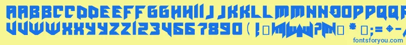 フォントAmazoostrobbold – 青い文字が黄色の背景にあります。