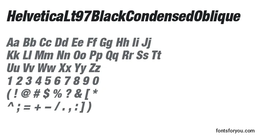 Czcionka HelveticaLt97BlackCondensedOblique – alfabet, cyfry, specjalne znaki