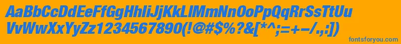 HelveticaLt97BlackCondensedOblique Font – Blue Fonts on Orange Background