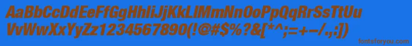 HelveticaLt97BlackCondensedOblique Font – Brown Fonts on Blue Background