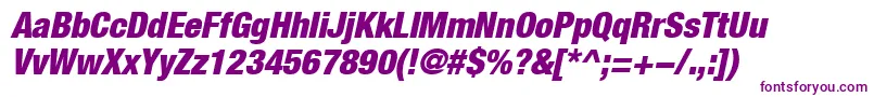フォントHelveticaLt97BlackCondensedOblique – 白い背景に紫のフォント