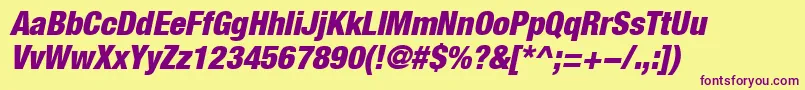 HelveticaLt97BlackCondensedOblique Font – Purple Fonts on Yellow Background