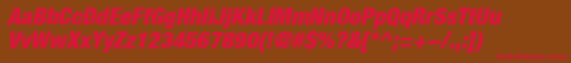 HelveticaLt97BlackCondensedOblique Font – Red Fonts on Brown Background