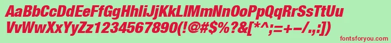 HelveticaLt97BlackCondensedOblique Font – Red Fonts on Green Background