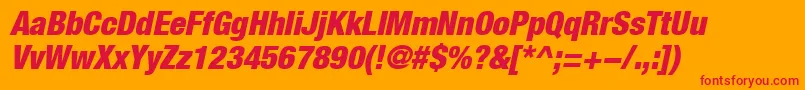 Шрифт HelveticaLt97BlackCondensedOblique – красные шрифты на оранжевом фоне