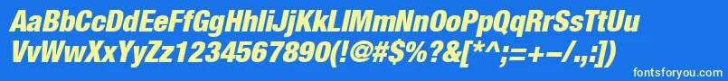 HelveticaLt97BlackCondensedOblique Font – Yellow Fonts on Blue Background