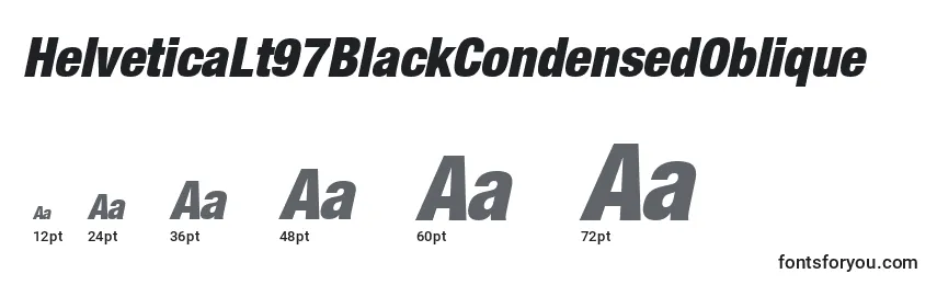 Размеры шрифта HelveticaLt97BlackCondensedOblique