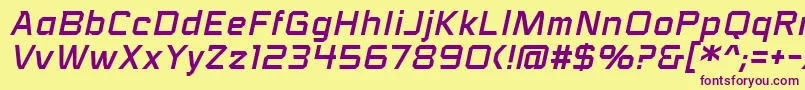 VoiceactivatedbbItal Font – Purple Fonts on Yellow Background