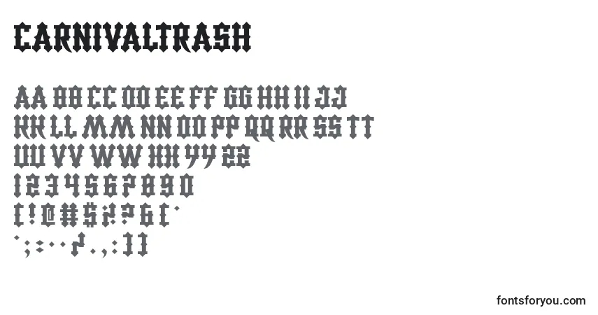 A fonte CarnivalTrash – alfabeto, números, caracteres especiais