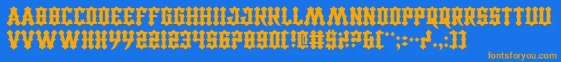 フォントCarnivalTrash – オレンジ色の文字が青い背景にあります。