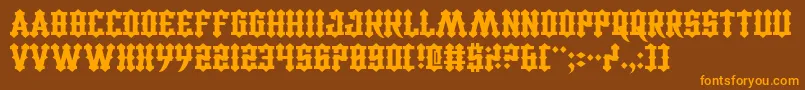 Weitere Informationen zur CarnivalTrash-Schriftart CarnivalTrash-Schriftart – Orangefarbene Schriften auf braunem Hintergrund