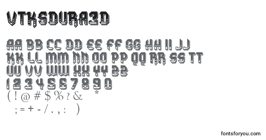 A fonte VtksDura3D – alfabeto, números, caracteres especiais