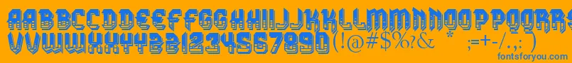 Weitere Informationen zur VtksDura3D-Schriftart VtksDura3D-Schriftart – Blaue Schriften auf orangefarbenem Hintergrund