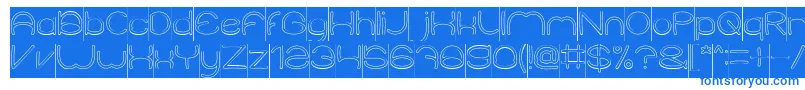 ElementaryHollowInverse-Schriftart – Blaue Schriften auf weißem Hintergrund
