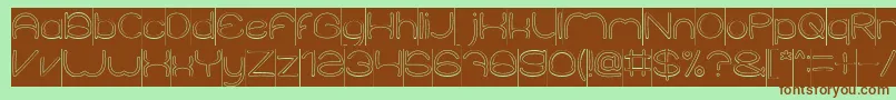 フォントElementaryHollowInverse – 緑の背景に茶色のフォント