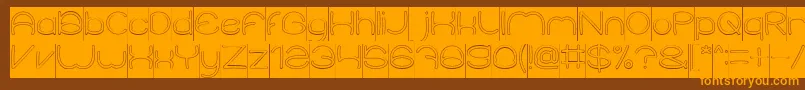ElementaryHollowInverse-Schriftart – Orangefarbene Schriften auf braunem Hintergrund