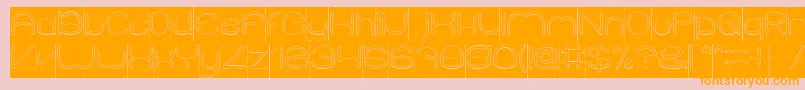 ElementaryHollowInverse-Schriftart – Orangefarbene Schriften auf rosa Hintergrund