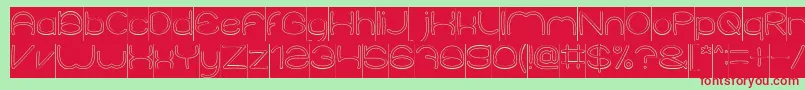 ElementaryHollowInverse-Schriftart – Rote Schriften auf grünem Hintergrund