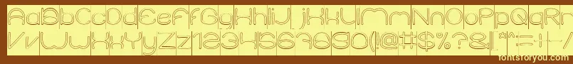 ElementaryHollowInverse-Schriftart – Gelbe Schriften auf braunem Hintergrund
