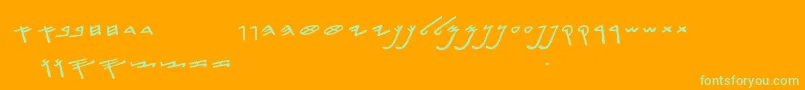 SiloamHebrew-Schriftart – Grüne Schriften auf orangefarbenem Hintergrund