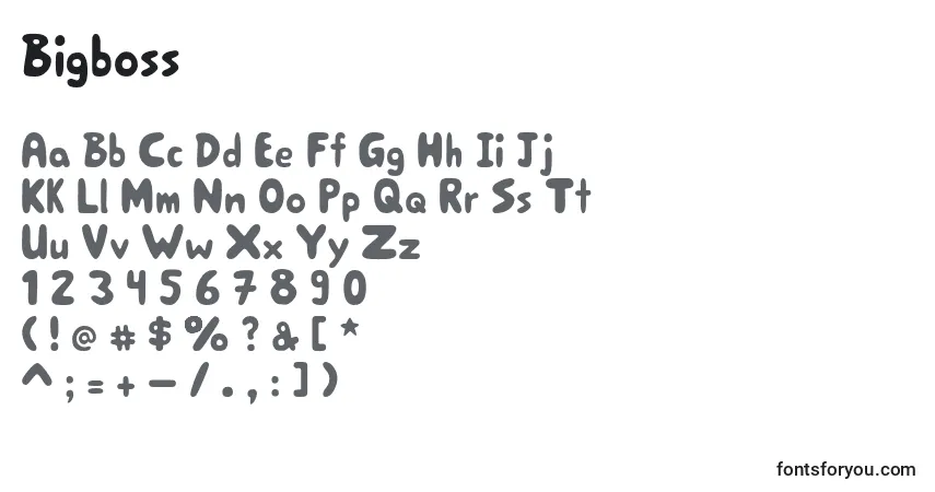 Schriftart Bigboss – Alphabet, Zahlen, spezielle Symbole