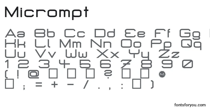 Micrompt font – alphabet, numbers, special characters