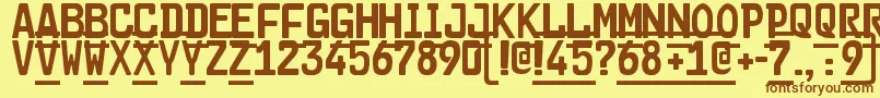Cargo2-Schriftart – Braune Schriften auf gelbem Hintergrund