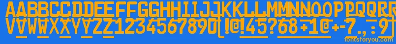 Cargo2-Schriftart – Orangefarbene Schriften auf blauem Hintergrund