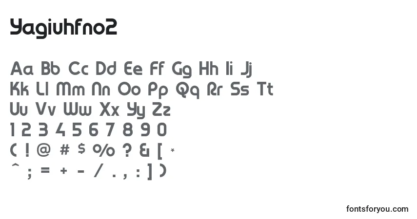 A fonte Yagiuhfno2 – alfabeto, números, caracteres especiais