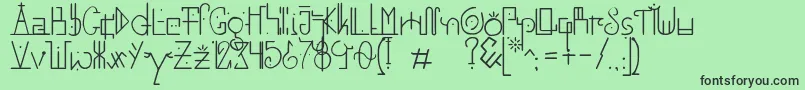 フォントUnaiLines – 緑の背景に黒い文字
