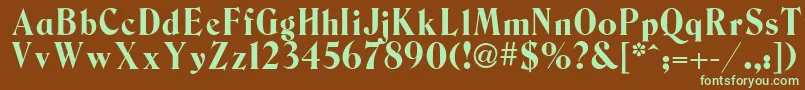 Berns-fontti – vihreät fontit ruskealla taustalla