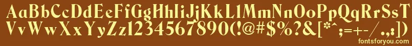 Berns-fontti – keltaiset fontit ruskealla taustalla