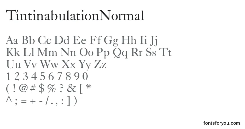 Czcionka TintinabulationNormal – alfabet, cyfry, specjalne znaki