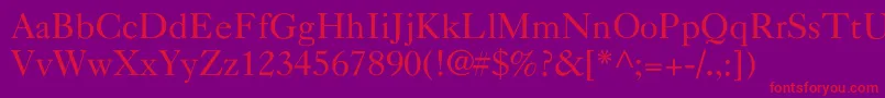 TintinabulationNormal Font – Red Fonts on Purple Background