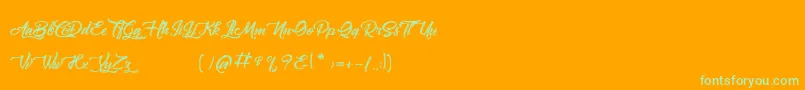 Amontillado-Schriftart – Grüne Schriften auf orangefarbenem Hintergrund