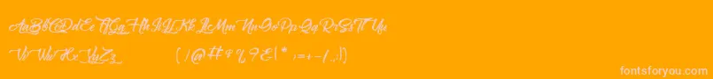 Amontillado-Schriftart – Rosa Schriften auf orangefarbenem Hintergrund