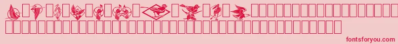 Fabeldyr2-Schriftart – Rote Schriften auf rosa Hintergrund