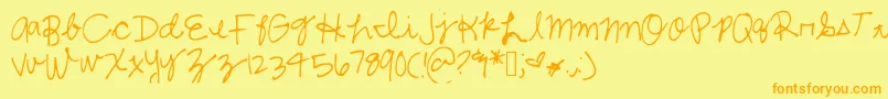 Shelbycursive-fontti – oranssit fontit keltaisella taustalla