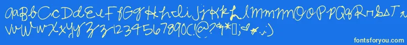 Shelbycursive Font – Yellow Fonts on Blue Background