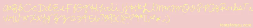 Fonte Shelbycursive – fontes amarelas em um fundo rosa