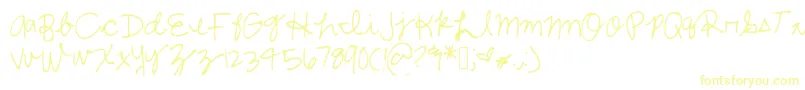 フォントShelbycursive – 白い背景に黄色の文字