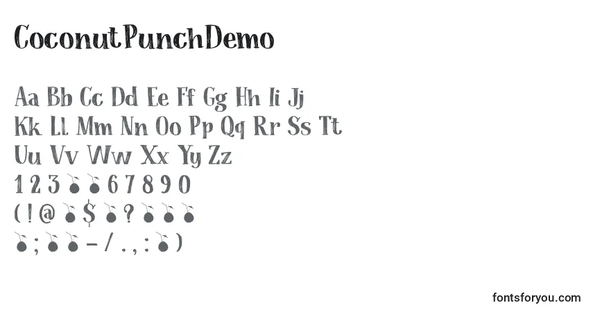 Шрифт CoconutPunchDemo – алфавит, цифры, специальные символы