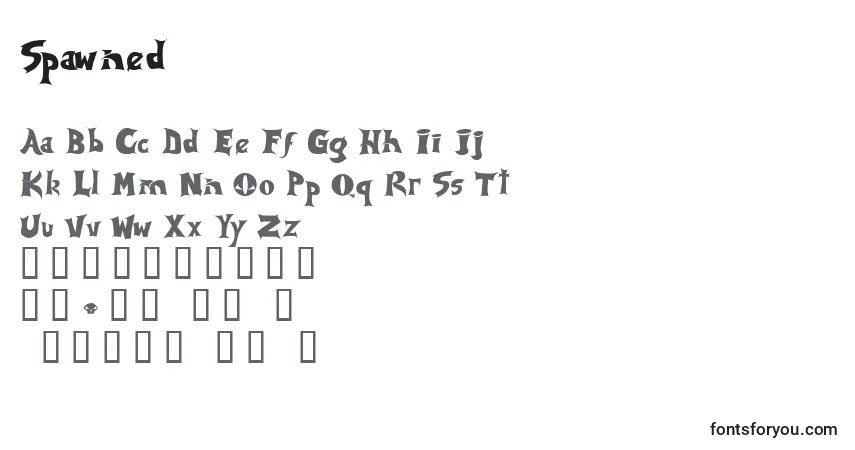 Czcionka Spawned – alfabet, cyfry, specjalne znaki