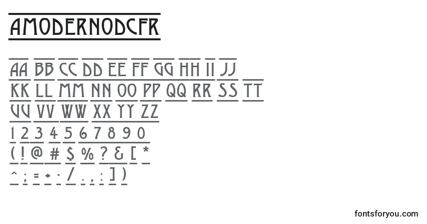 Czcionka AModernodcfr – alfabet, cyfry, specjalne znaki
