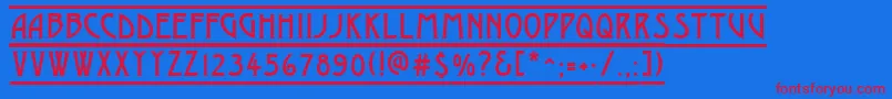 AModernodcfr Font – Red Fonts on Blue Background